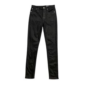 Rag & Bone Jeans Womens 26 Black Denim Nina High Rise Skinny Coated Ankle ZipFly